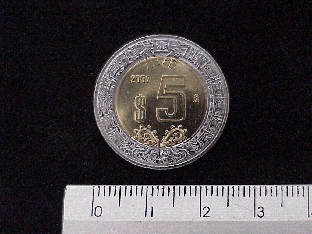 5 Bimetálica 2007 . Inventario Banxico 21695 (reverso)
