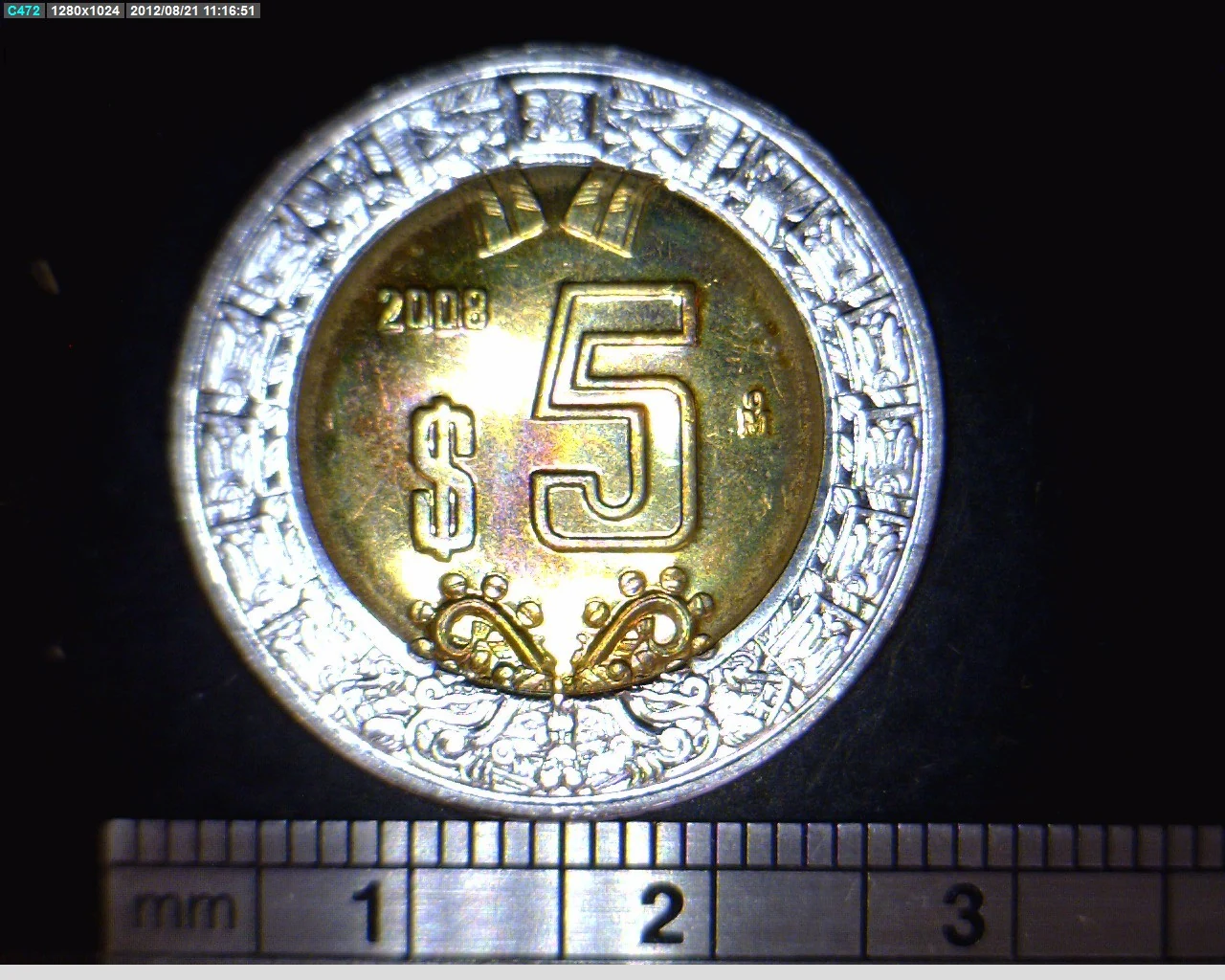 5 Pesos Bimetálica 2008 (reverso)