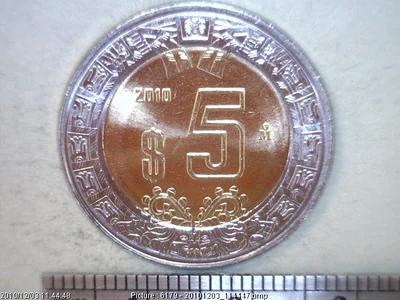 5 Pesos Bimetálica 2010