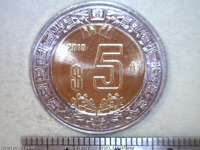 5 Pesos Bimetálica 2010 (reverso)