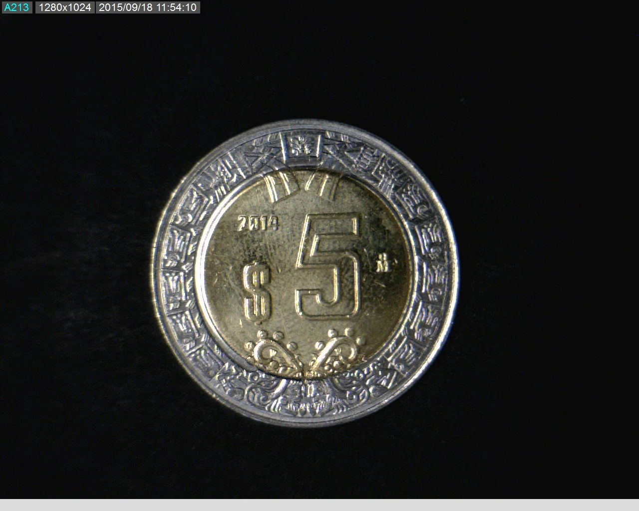 5 Bimetálica 2014 . Inventario Banxico 23214 (reverso)