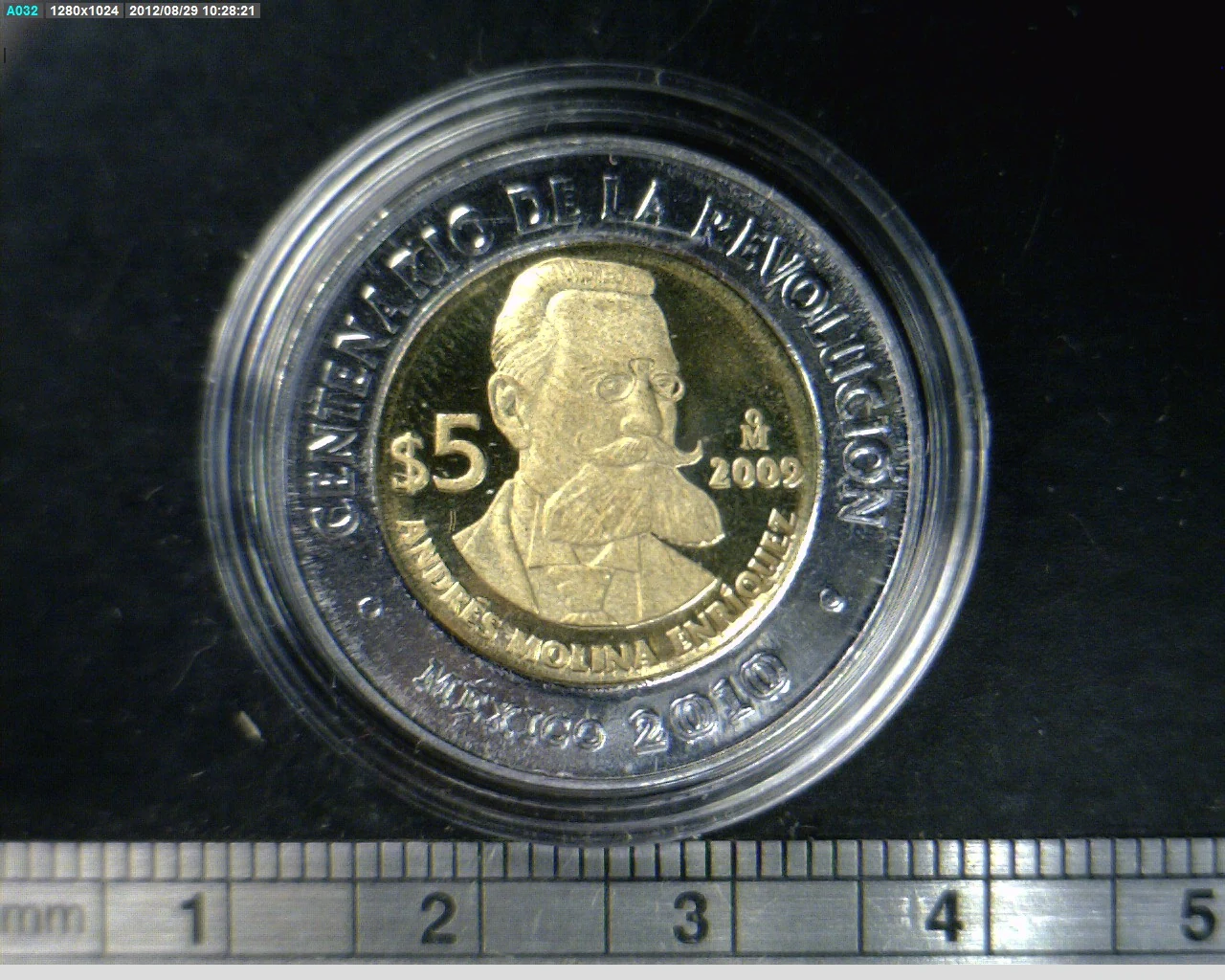 5 Pesos Centenario de la Revolución Mexicana: Andrés Molina Enríquez 2009 · Reverso