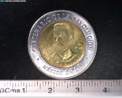 5 Pesos Centenario de la Revolución Mexicana: Belisario Domínguez 2009 · Reverso