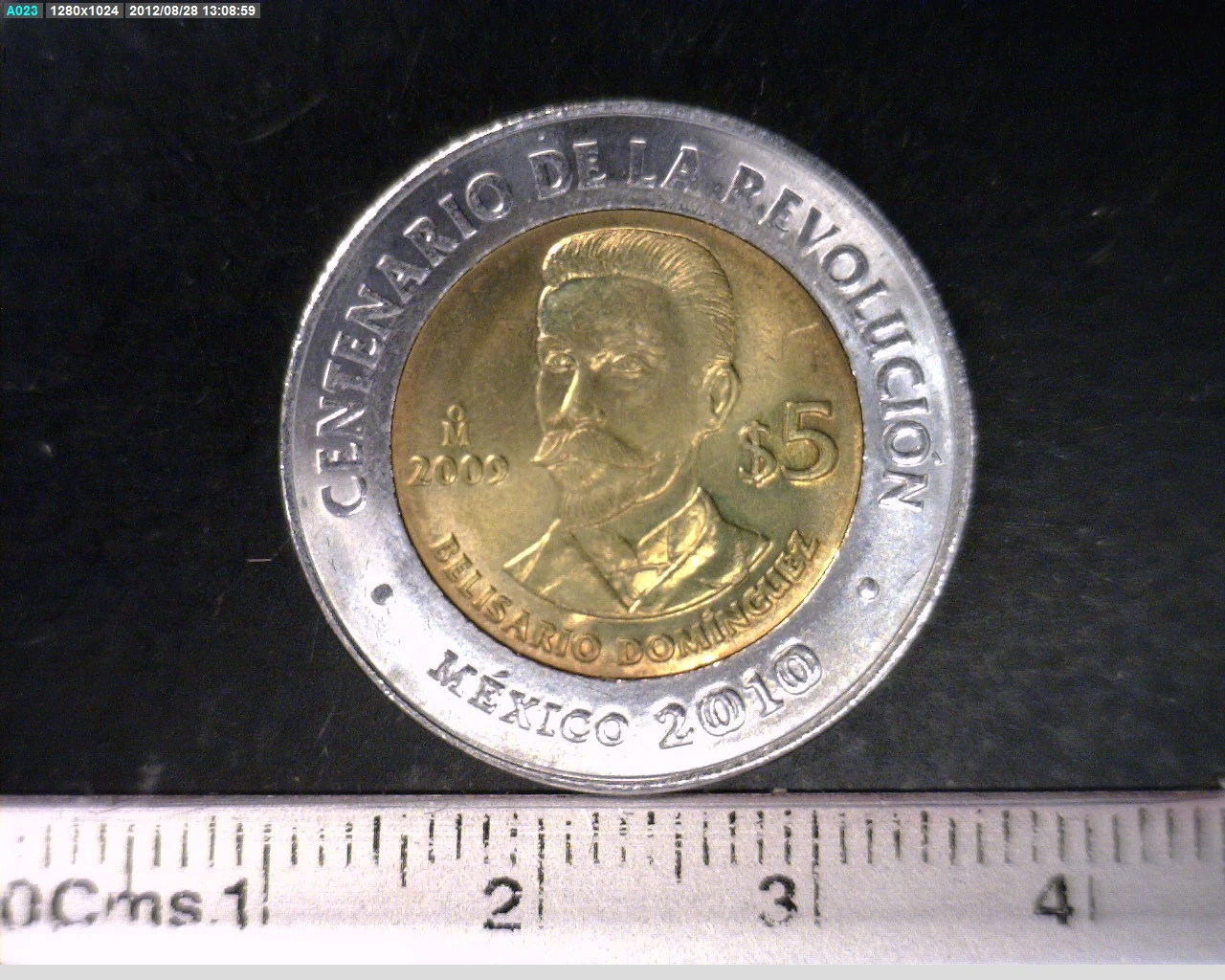 5 Pesos Centenario de la Revolución Mexicana: Belisario Domínguez 2009 · Reverso