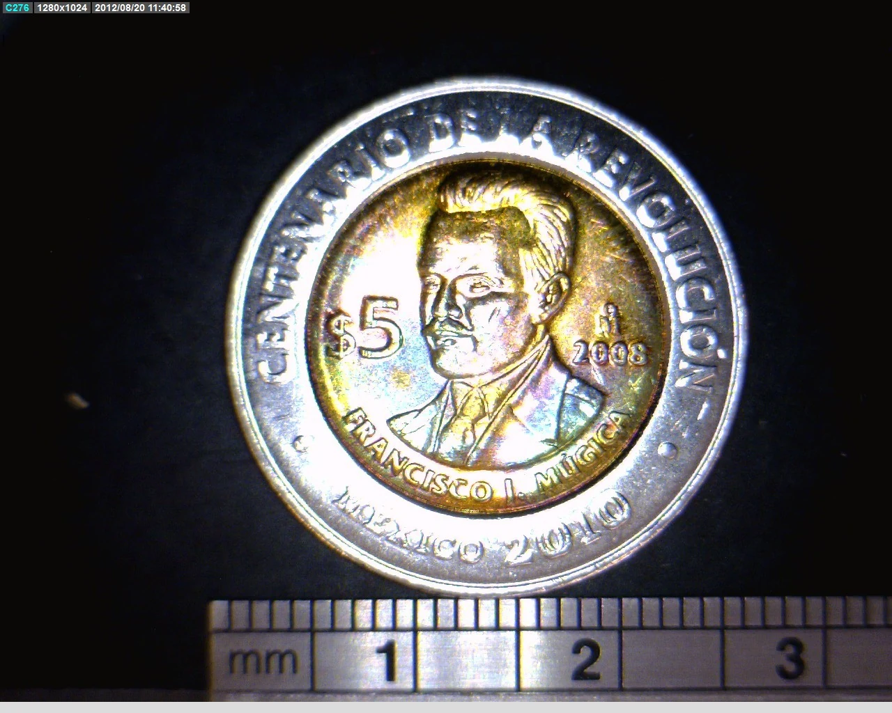 5 Pesos Centenario de la Revolución Mexicana: Francisco J. Múgica 2008 · Reverso