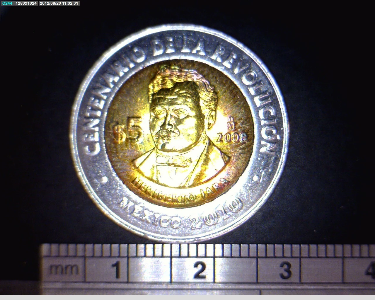 5 Pesos Centenario de la Revolución Mexicana: Heriberto Jara 2008 · Reverso