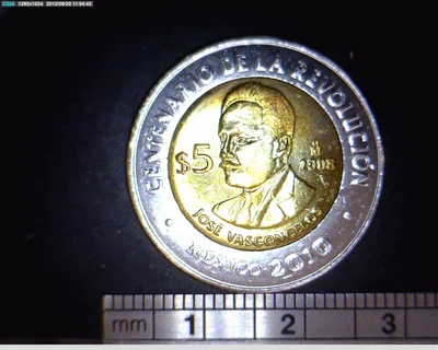 5 Pesos Centenario de la Revolución Mexicana: José Vasconcelos 2008
