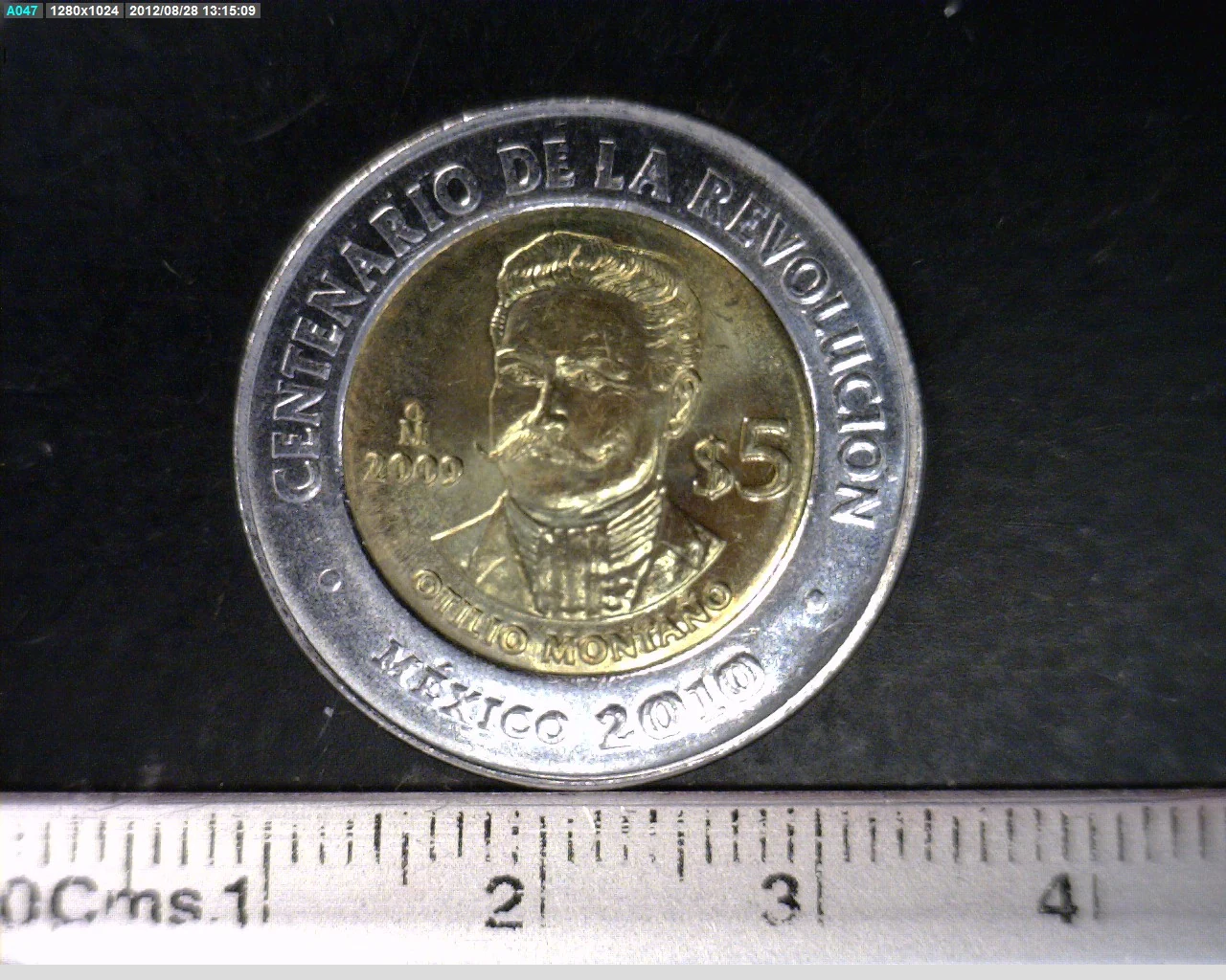 5 Pesos Centenario de la Revolución Mexicana: Otilio Montaño 2009 · Reverso