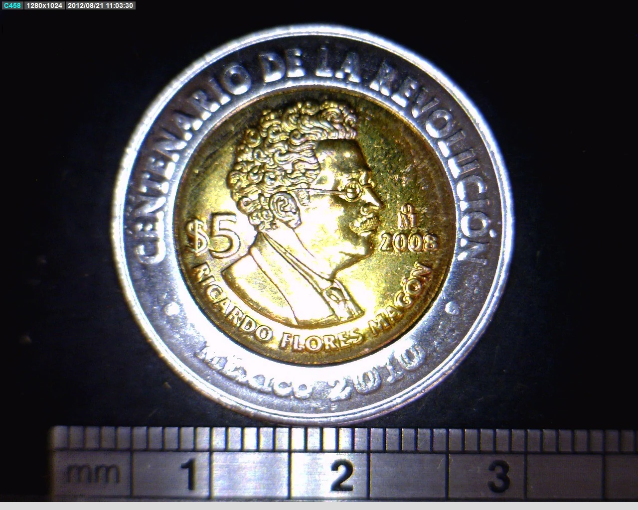 5 Pesos Centenario de la Revolución Mexicana: Ricardo Flores Magón 2008 · Reverso