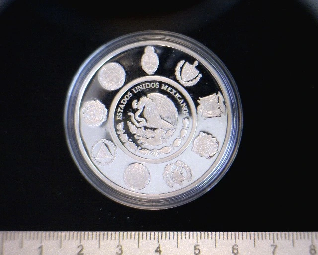 5-pesos-encuentro-dos-mundos-disciplinas-oro-mexicano-2008-proof - anverso (Banxico)