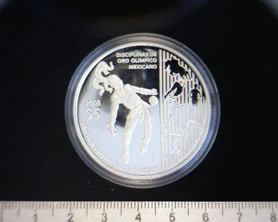 5 Pesos Encuentro de dos mundos. Disciplinas de oro mexicano 2008 Proof