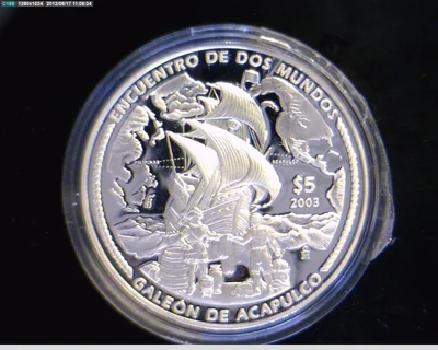 5 Pesos Encuentro de Dos Mundos: Galeón de Acapulco 2003