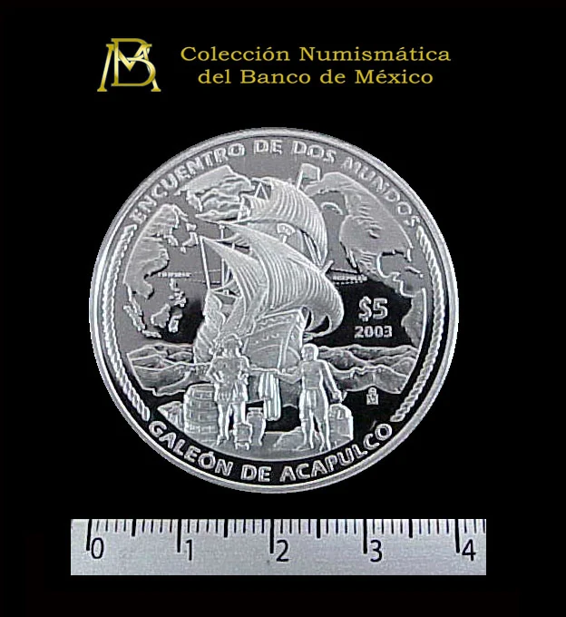 5 Pesos Galeón de Acapulco 2003 · Reverso