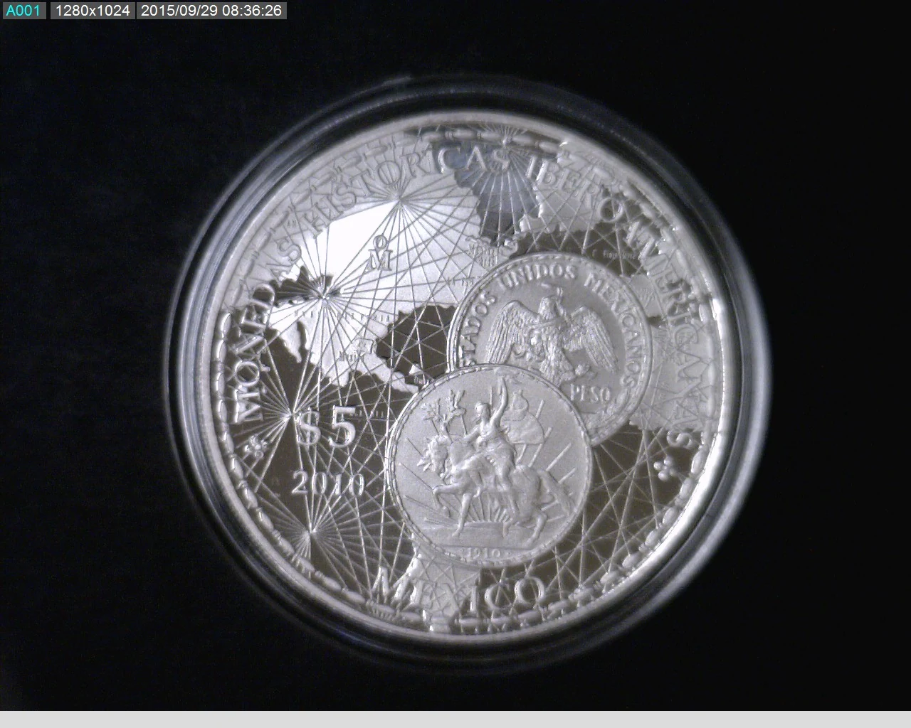 5 Pesos Serie Iberoamericana, Monedas Históricas Iberoamericanas 2010 Proof · Reverso