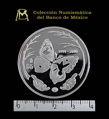 5 Pesos UNICEF. Niños volando papalote 1999 Proof