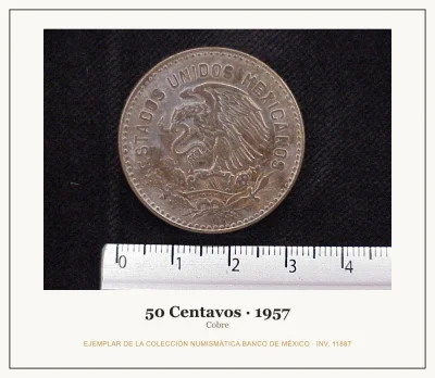50 Centavos Cobre · Cuauhtémoc · 1957