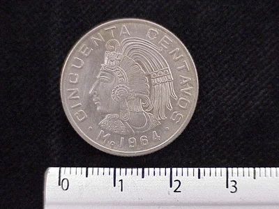 50 Cuproníquel 1964 . Inventario Banxico 11895 (reverso)