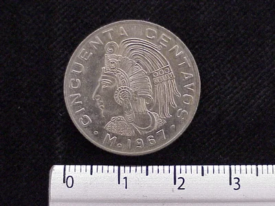 50 Cuproníquel 1967 . Inventario Banxico 11904 (reverso)