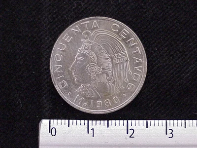 50 Cuproníquel 1980 . Inventario Banxico 11955 (reverso)