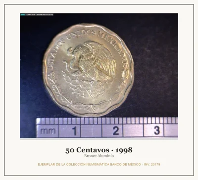 50 Centavos · 1998 — Ejemplar de la Colección Numismática Banco de México, inv. 20179