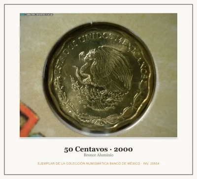 50 Centavos · 2000 — Ejemplar de la Colección Numismática Banco de México, inv. 20654