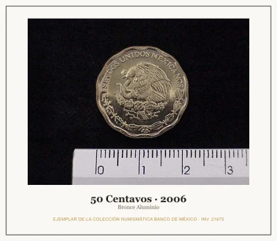 50 Centavos · 2006 — Ejemplar de la Colección Numismática Banco de México, inv. 21675