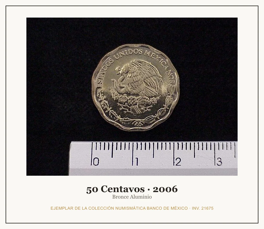 50 Centavos · 2006 — Ejemplar de la Colección Numismática Banco de México, inv. 21675