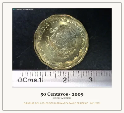 50 Centavos · 2009 — Ejemplar de la Colección Numismática Banco de México, inv. 22251