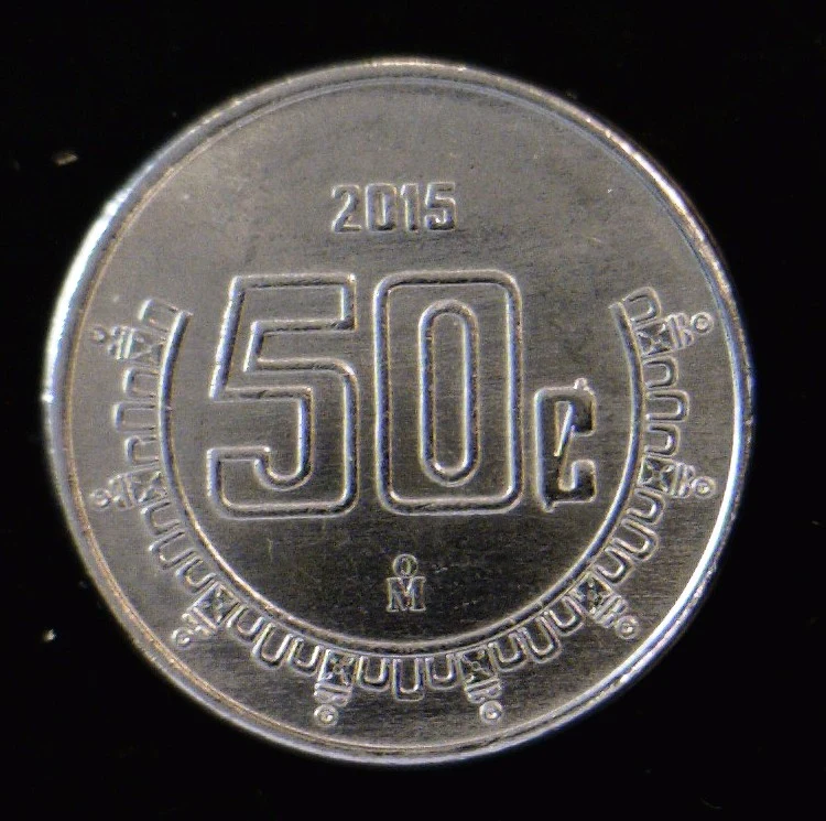 50 Centavos Acero inoxidable 2015 · Reverso