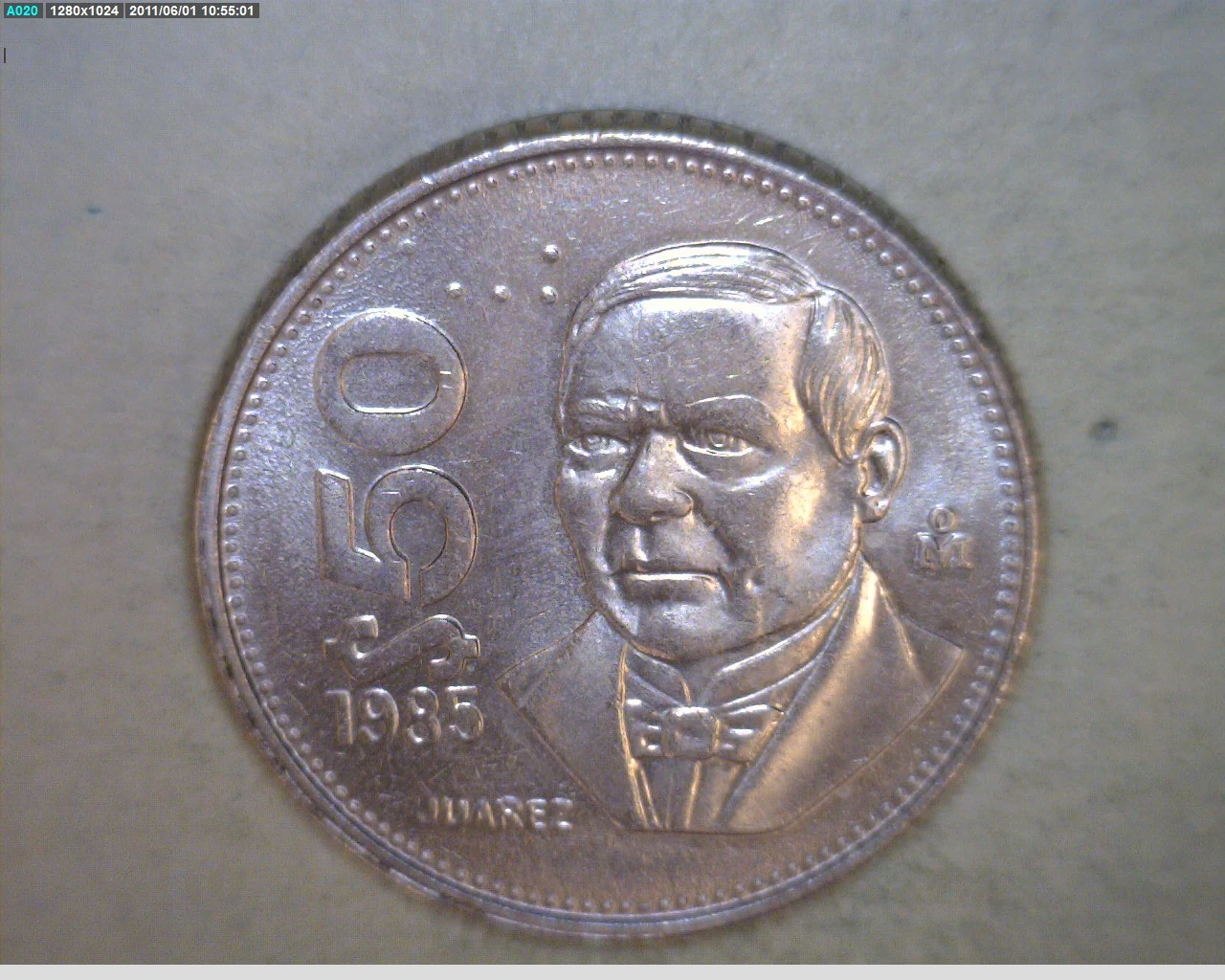 50 Pesos Cuproníquel 1985 (reverso)