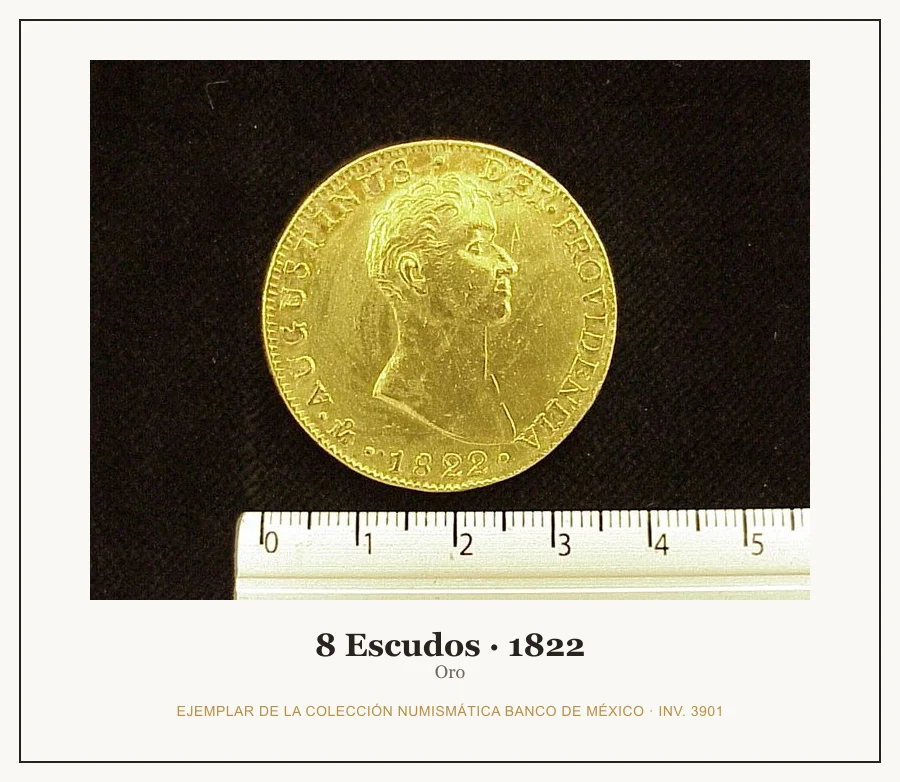 Moneda destacada de la serie 8 Escudos Agustin Iturbide