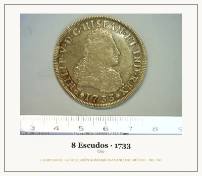 8 Escudos Felipe V Segunda Epoca 1733