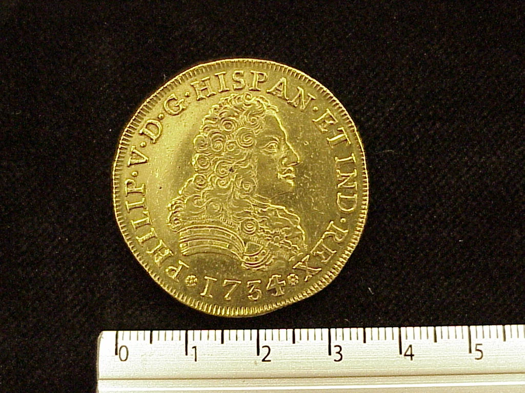8 Escudos Felipe V Segunda Epoca 1734 · Anverso