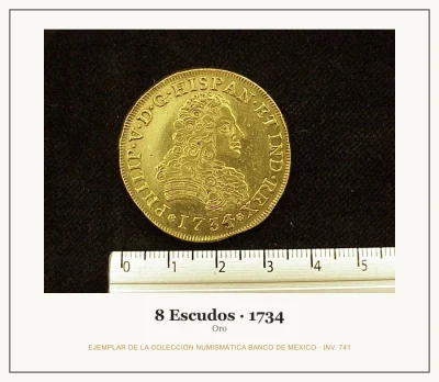 8 Escudos Felipe V Segunda Epoca 1734