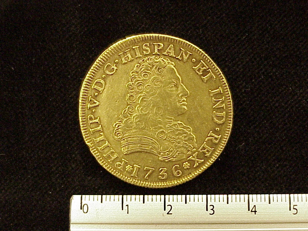 8 Escudos Felipe V Segunda Epoca 1736 · Anverso