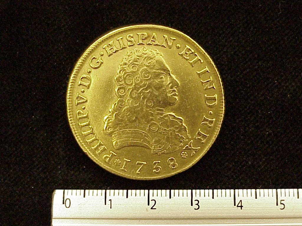 8 Escudos Felipe V Segunda Epoca 1738 · Anverso