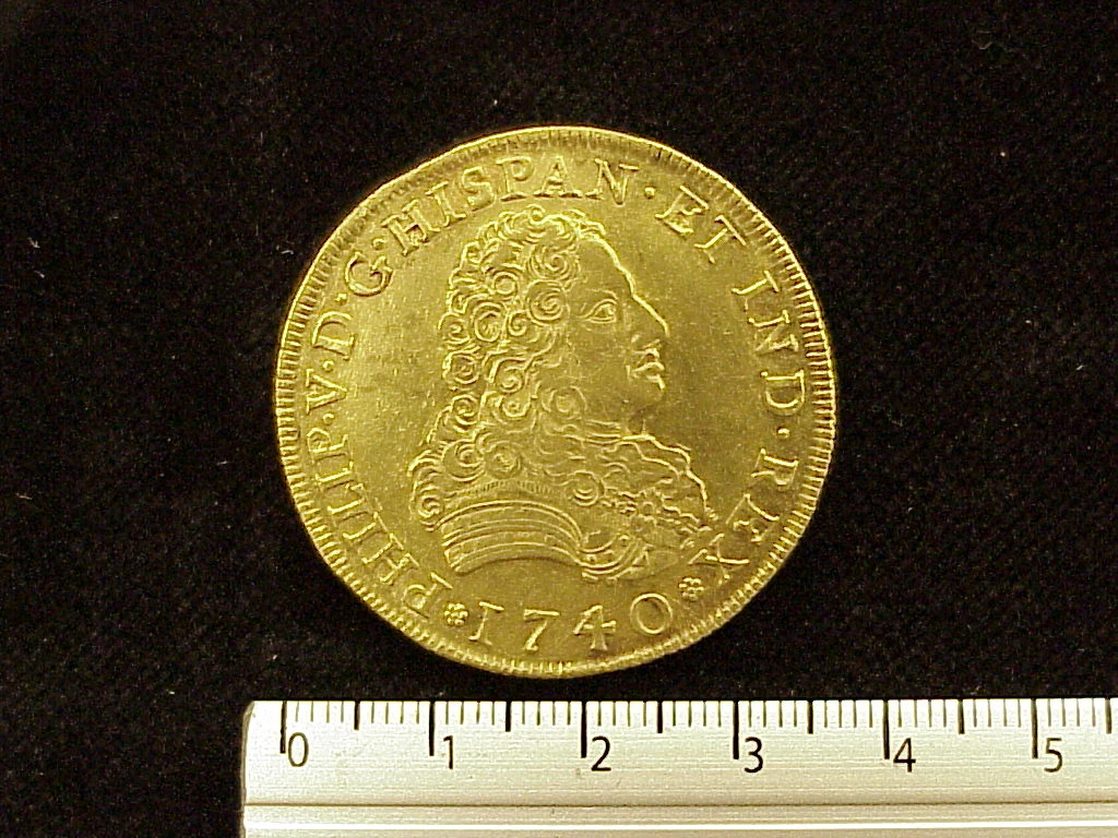 8 Escudos Felipe V Segunda Epoca 1740 · Anverso