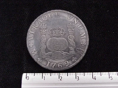 8 Reales Columnario Carlos III 1760-1772 Mo (reverso 1769 inv 1455)