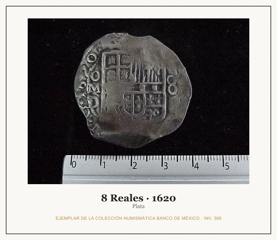 8 Reales · 1620 — Ejemplar de la Colección Numismática Banco de México, inv. 366