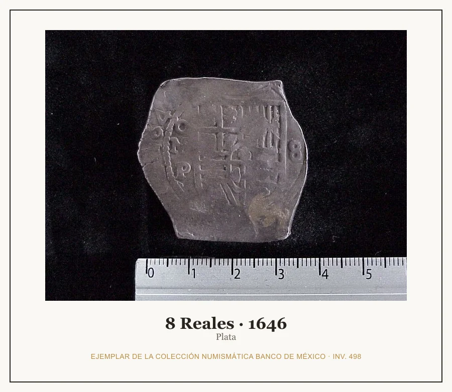 8 Reales · 1646 — Ejemplar de la Colección Numismática Banco de México, inv. 498