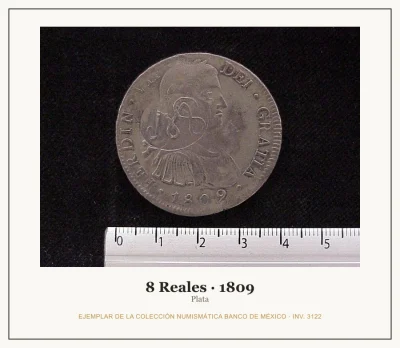 8 Reales · 1809 — Ejemplar de la Colección Numismática Banco de México, inv. 3122