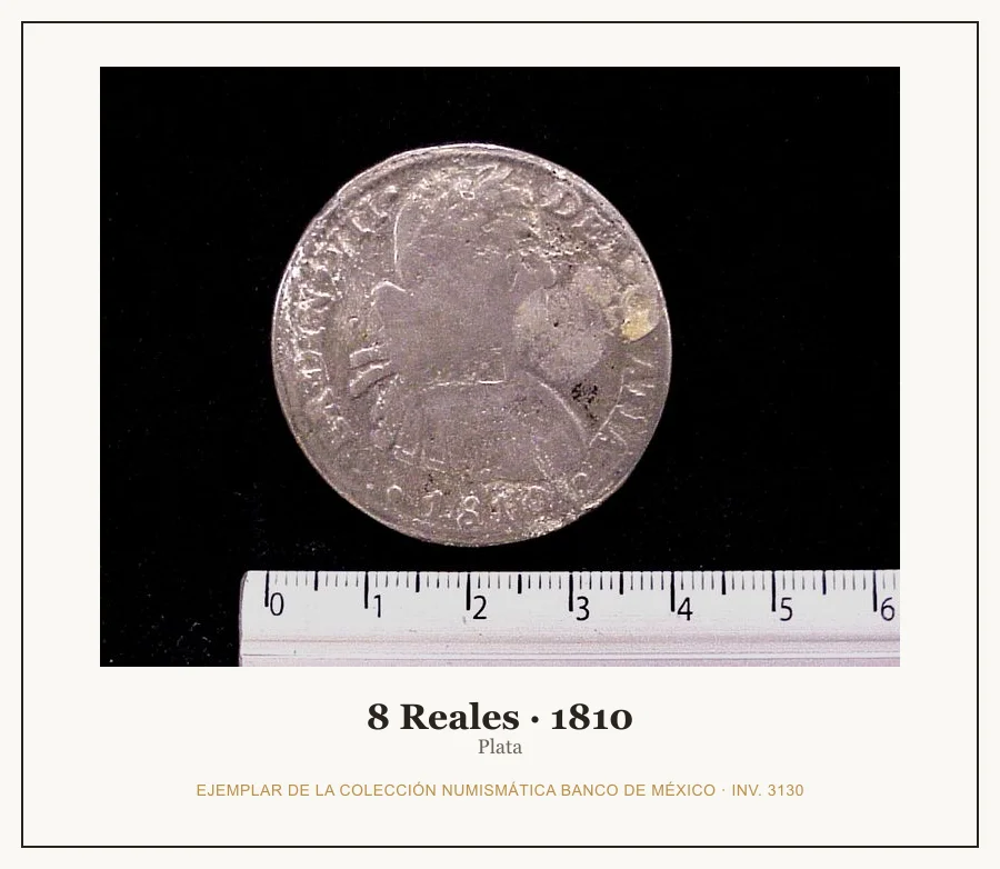 8 Reales · 1810 — Ejemplar de la Colección Numismática Banco de México, inv. 3130