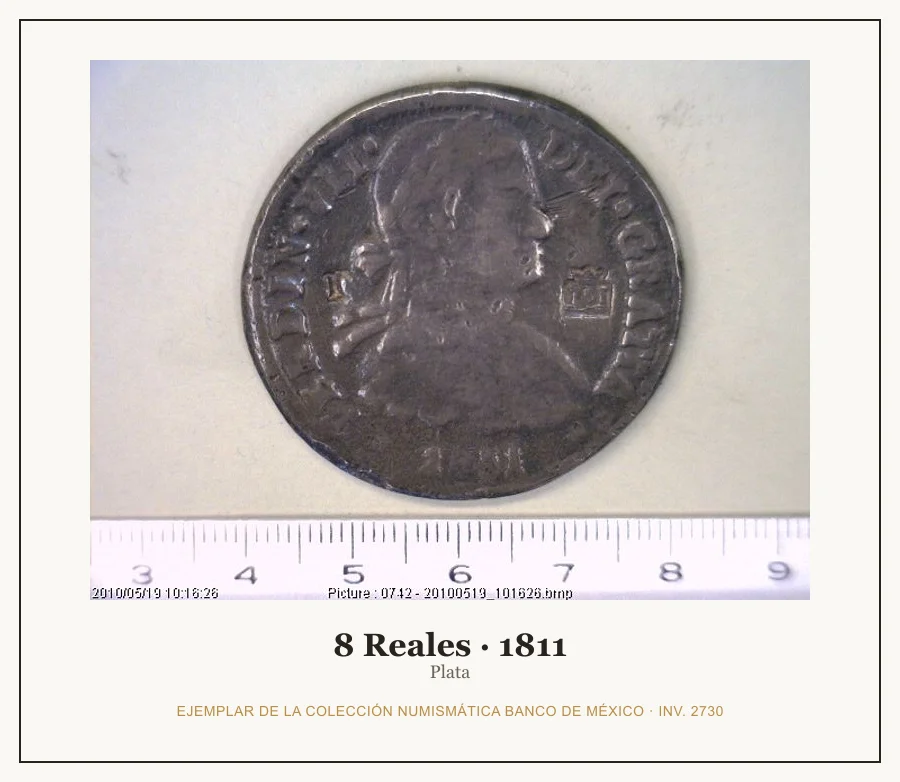 8 Reales · 1811 — Ejemplar de la Colección Numismática Banco de México, inv. 2730