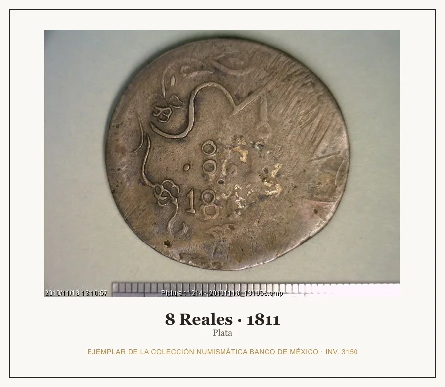 8 Reales · 1811 — Ejemplar de la Colección Numismática Banco de México, inv. 3150