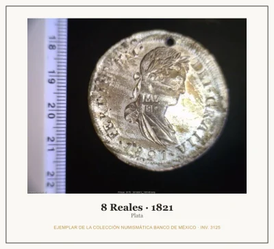 8 Reales · 1821 — Ejemplar de la Colección Numismática Banco de México, inv. 3125