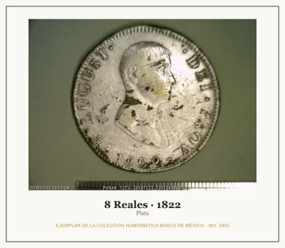 8 Reales · 1822 — Ejemplar de la Colección Numismática Banco de México, inv. 3905