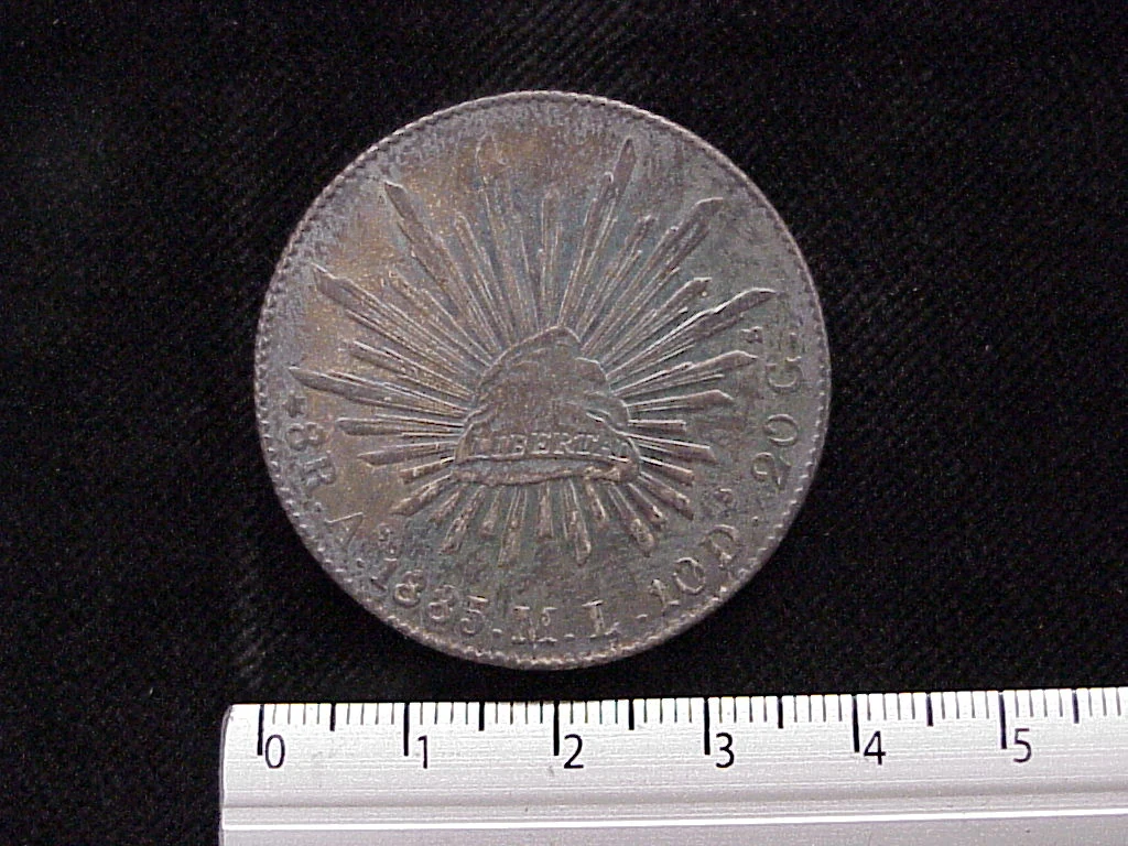 8 Plata 1885 . Inventario Banxico 5744 (reverso)