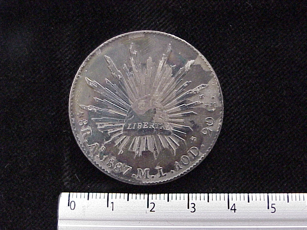 8 Plata 1887 . Inventario Banxico 5750 (reverso)