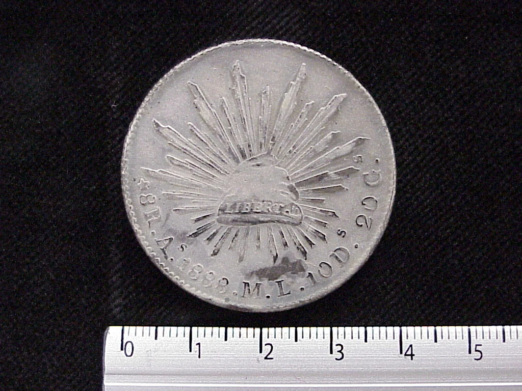8 Plata 1888 . Inventario Banxico 5753 (reverso)