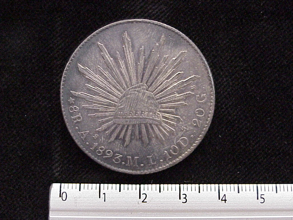 8 Plata 1893 . Inventario Banxico 5770 (reverso)
